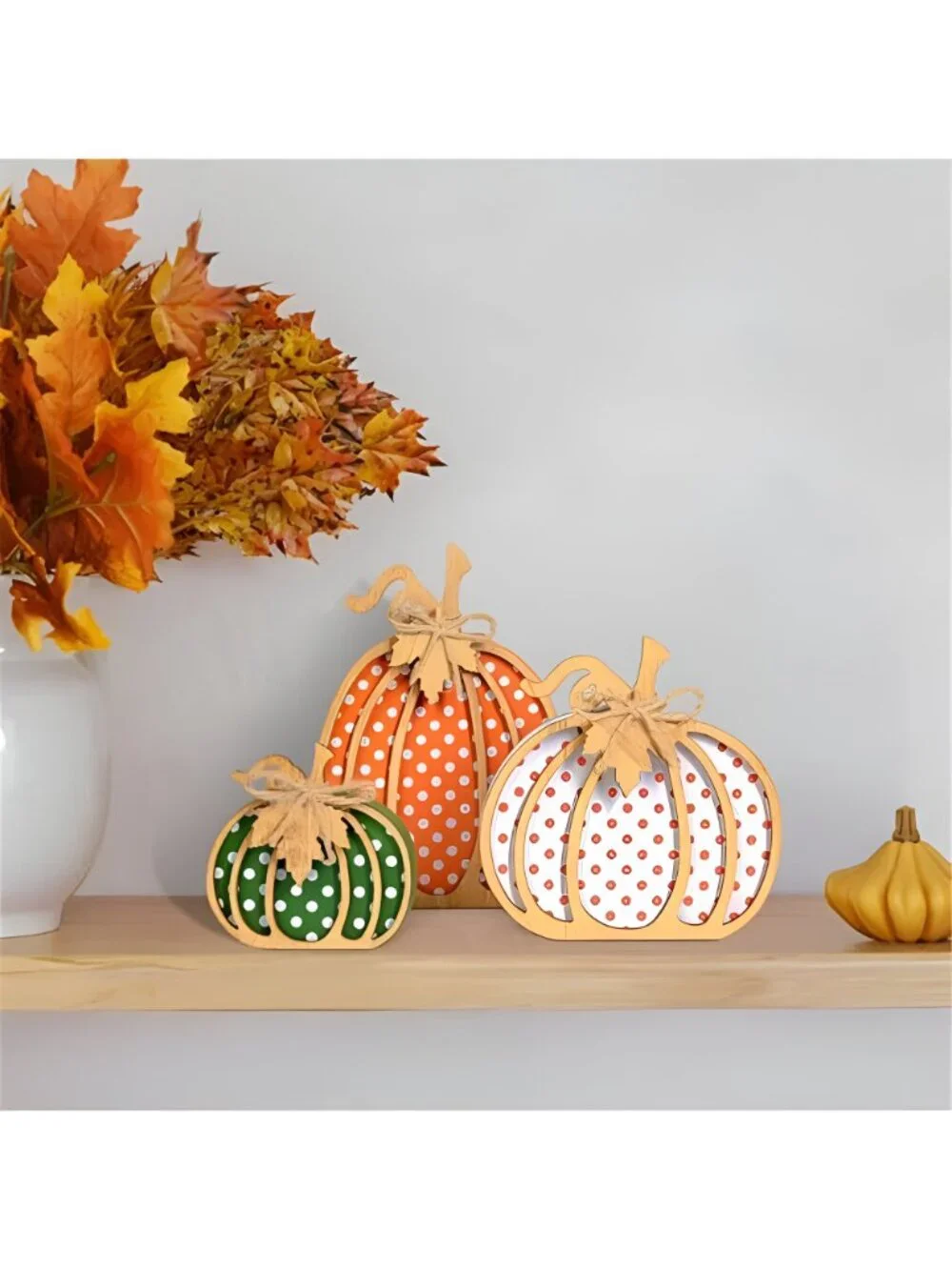 Fall Decorations for Home, 3-Piece Wooden Pumpkin Fall Decor, Rustic